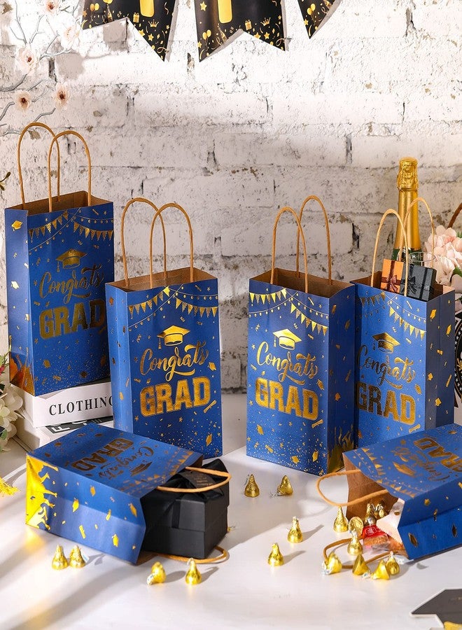 TaoBary 24 Pcs Blue Gold 2026 Graduation Gift Bags Congrats Grad Bags Party Favors with Handles Graduation Treat Paper Gifts for Grad Party Supplies, 8 x 6 x 3 Inches - Image 2