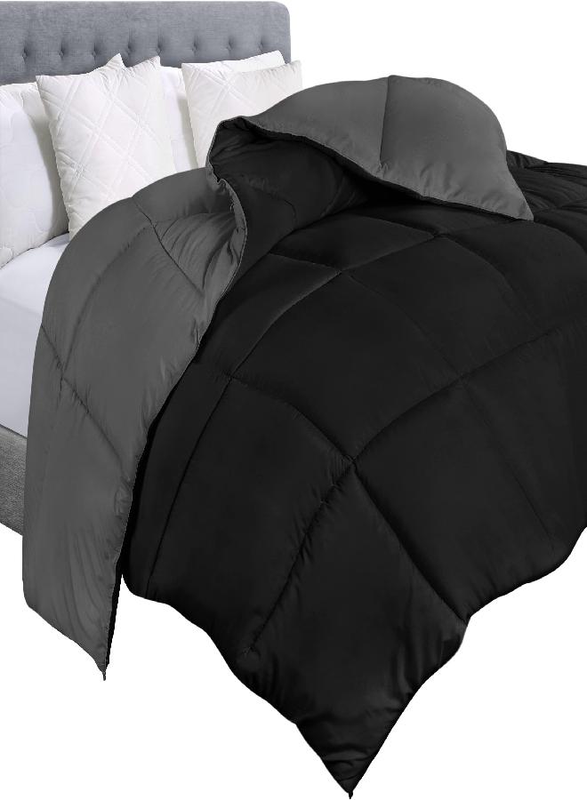 Utopia Bedding Comforter Duvet Insert - Quilted Comforter with Corner Tabs - Box Stitched Down Alternative Comforter (Black/Grey, King) - Image 2