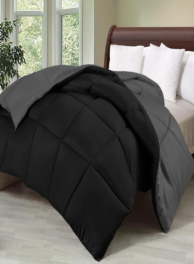 Utopia Bedding Comforter Duvet Insert - Quilted Comforter with Corner Tabs - Box Stitched Down Alternative Comforter (Black/Grey, King) - Image 1