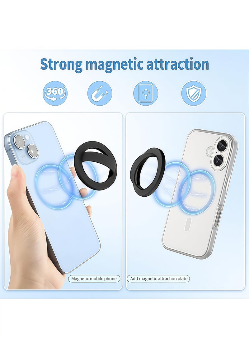2PCS Smartphone holders with a magnetic ring for iPhone a powerful tool for carrying and moving the mobile phone easily and safely works with MagSafe (Black and White) - Image 4