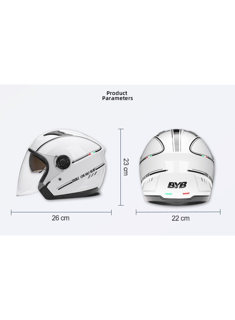 BYB Motorcycle Open Face Helmet For Men And Women Dual Lens Sun Visor Face Shield Top Lightweight Scooter Bike Retro 3/4 Helmet - Image 3