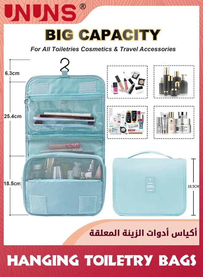UNUNS Large Capacity Hanging Travel Storage Bag With Hanging Hook, Full Sized Travel Toiletry Bag Detachable Pouch, Waterproof Makeup Bag for Men and Women-Light Blue - Image 2