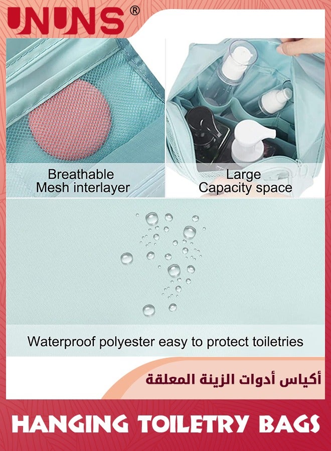 UNUNS Large Capacity Hanging Travel Storage Bag With Hanging Hook, Full Sized Travel Toiletry Bag Detachable Pouch, Waterproof Makeup Bag for Men and Women-Light Blue - Image 5