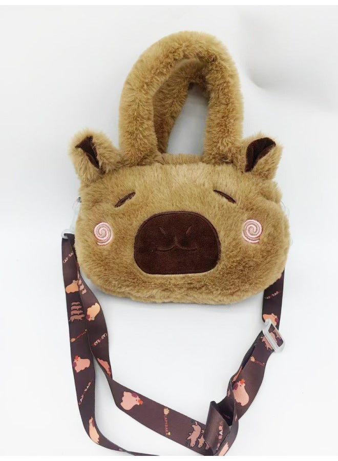 Children's Plush Cartoon Bag Girl's Cute Little Girl Crossbody Bag Cartoon Plush Childlike Coin Purse Bag-Specifications:Kapi Small Square Bag  - Image 1