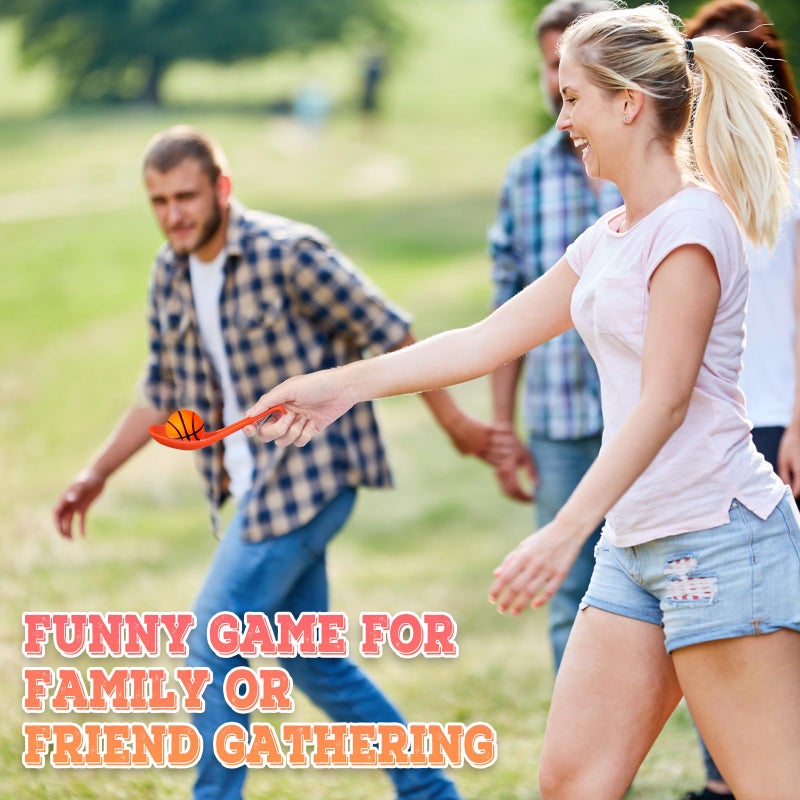 PullCrease 12 Pack Basketball Theme Birthday Party Game Ball and Spoon Relay Race Toy Set for Kids Adults Field Day Egg Spoon and Race Game for Sports Party Indoor Outdoor School Supplies(Orange) - Image 4