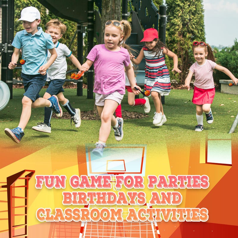 PullCrease 12 Pack Basketball Theme Birthday Party Game Ball and Spoon Relay Race Toy Set for Kids Adults Field Day Egg Spoon and Race Game for Sports Party Indoor Outdoor School Supplies(Orange) - Image 5