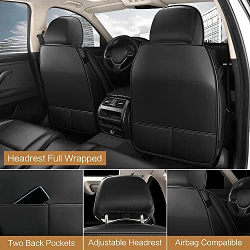 Pariitadin Leather Car Seat Covers Full Set, Waterproof Faux Leather Seat Covers for Cars, Non-Slip Car Interior Covers Universal Fit for Most Cars Sedans Trucks SUVs, Black/Red - Image 2