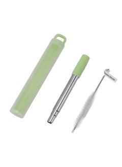 Thoraya Collapsible Stainless Steel Drinking Straw Reusable Metal Straw with Cleaning Brush for Travel Work Green  - Image 1