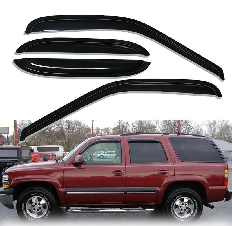 ZZDSNJ TapeOn Window Visors 4Piece for 20002006 Chevy Tahoe Sun Rain Guard Shield Shade Smoke 94304