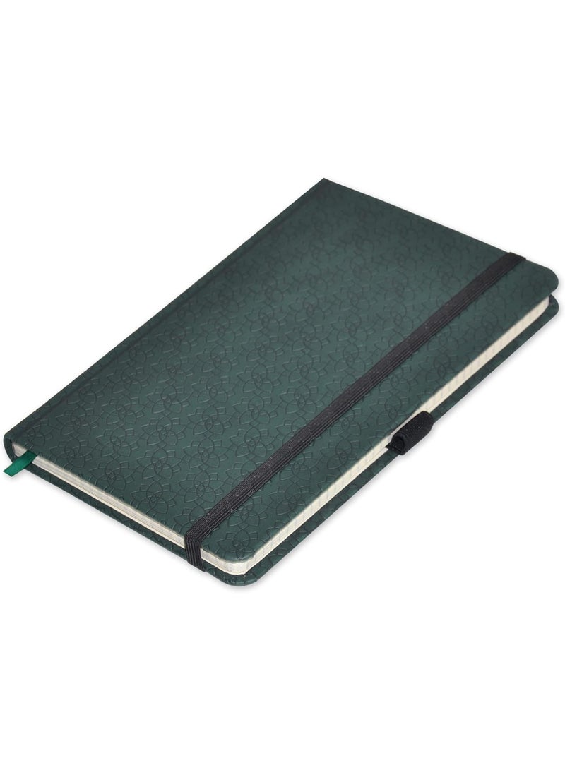 FIS® Executive Notebook, Size 13x21CM, 96 Sheets 5MM Square With Elastic PU Window Green Design 5 -FSNBEX5M1321GR5 - Image 1
