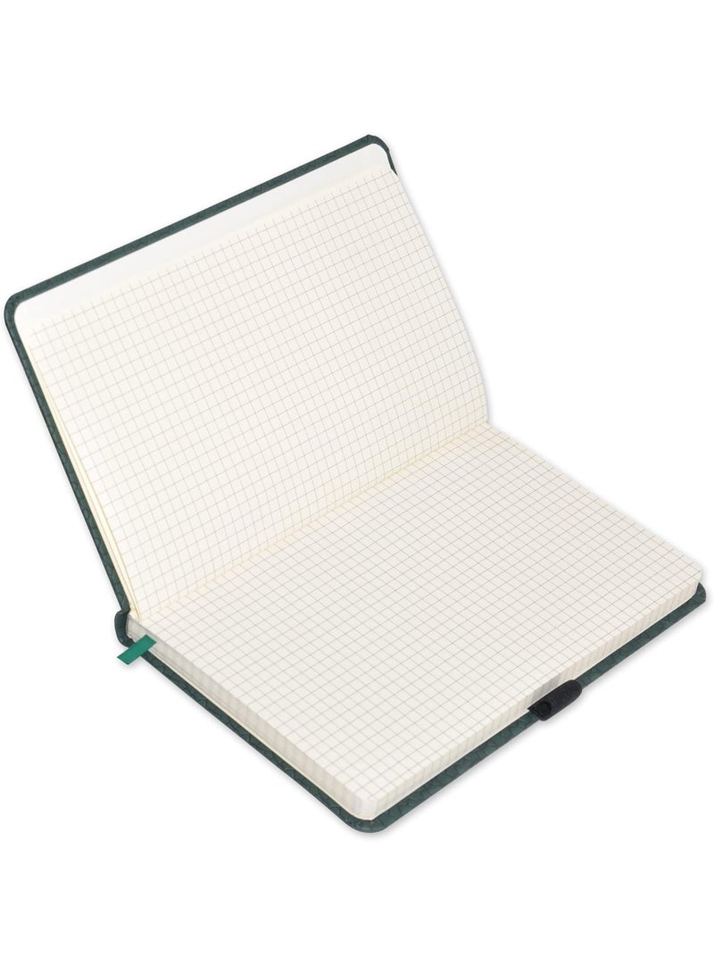 FIS® Executive Notebook, Size 13x21CM, 96 Sheets 5MM Square With Elastic PU Window Green Design 5 -FSNBEX5M1321GR5 - Image 2