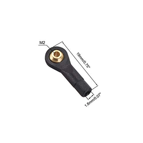 uxcell 10 Pcs M2 2.0xL19mm Lever Steering Linkage Tie Rod End Ball Head End without Screws and Nut for RC Robot - Image 2