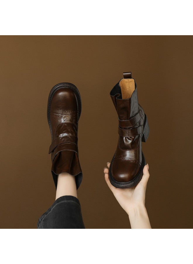 AME Fashion Personality Ankle Boots 2025 Autumn Winter New Velcro Versatile Short Boots For Women, Slimming Pocket Boots - Image 3