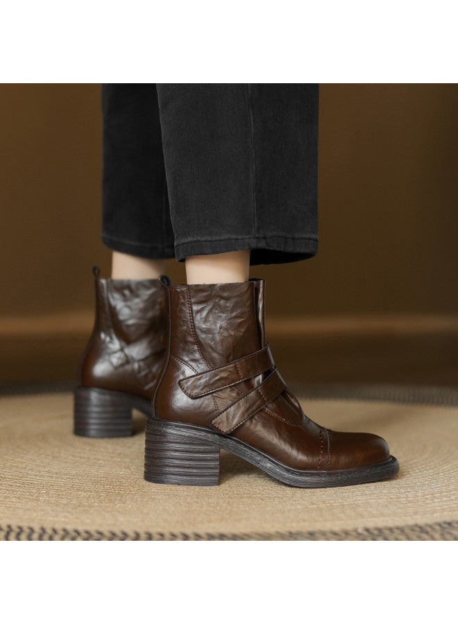 AME Fashion Personality Ankle Boots 2025 Autumn Winter New Velcro Versatile Short Boots For Women, Slimming Pocket Boots - Image 4