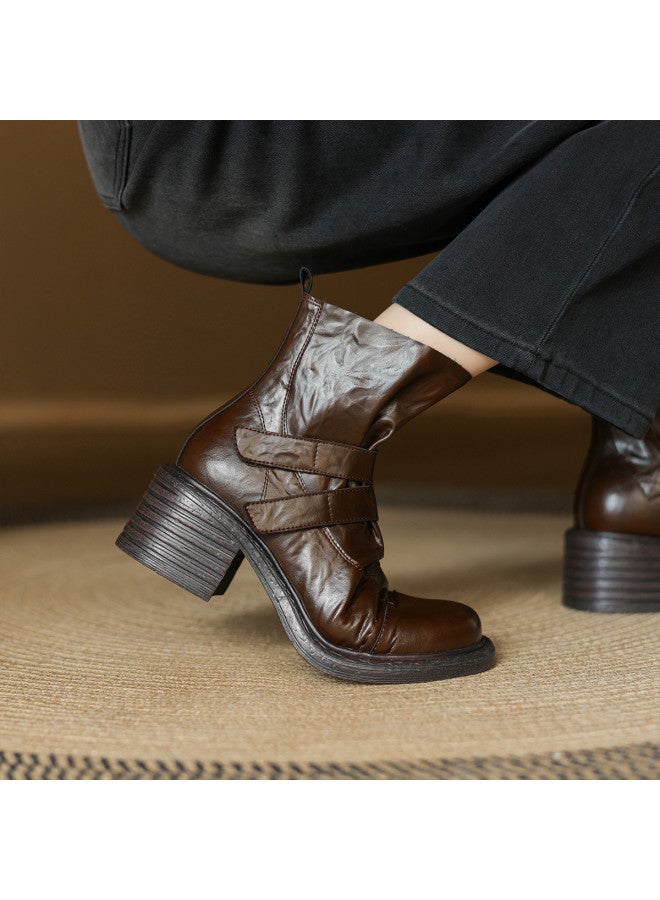 AME Fashion Personality Ankle Boots 2025 Autumn Winter New Velcro Versatile Short Boots For Women, Slimming Pocket Boots - Image 5