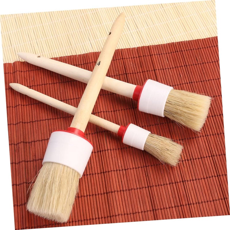 VICASKY 4 Pcs BBQ Brush Cleaning Brush Round Bristle Chalk Wooden - Image 5