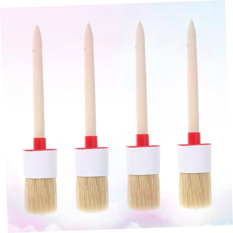 VICASKY 4 Pcs BBQ Brush Cleaning Brush Round Bristle Chalk Wooden - Image 3