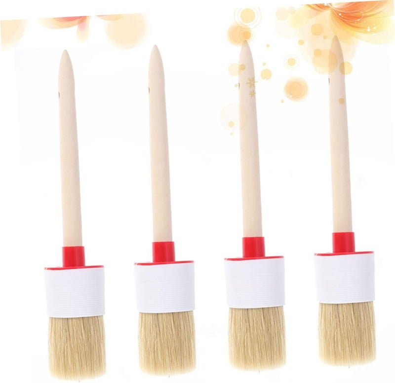VICASKY 4 Pcs BBQ Brush Cleaning Brush Round Bristle Chalk Wooden - Image 2