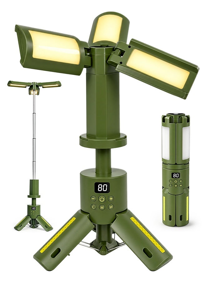 NAFAS Telescopic Foldable Camping Lantern, 10050mAh Rechargeable LED Camping, IPX5 Waterproof Camping Light with SOS Emergency Mode, Magnetic Base & Tripod Stand for Camping Fishing Car Repair, Green - Image 1