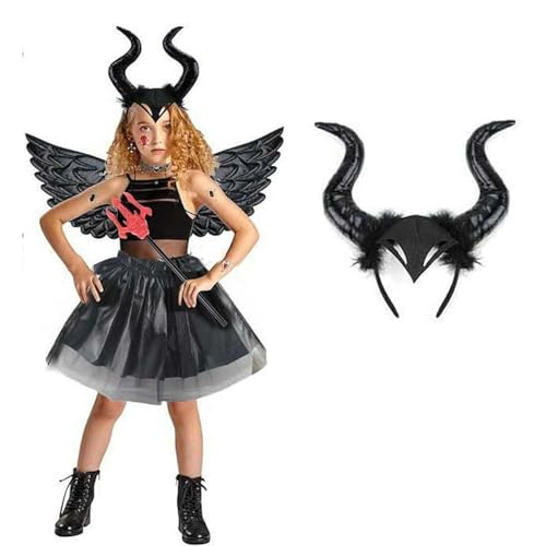 Soochat سماعة شيطان مع قرون رأس الشيطان إكسسوار تنكر هالوين لالتقاط الصور - Image 3