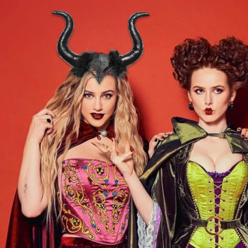 Soochat سماعة شيطان مع قرون رأس الشيطان إكسسوار تنكر هالوين لالتقاط الصور - Image 4