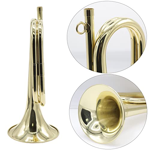 Cheerock Gold Plated Brass Trumpet Bugle Horn with Bag & Gloves for Military Orchestra and Festival Performances - Image 3