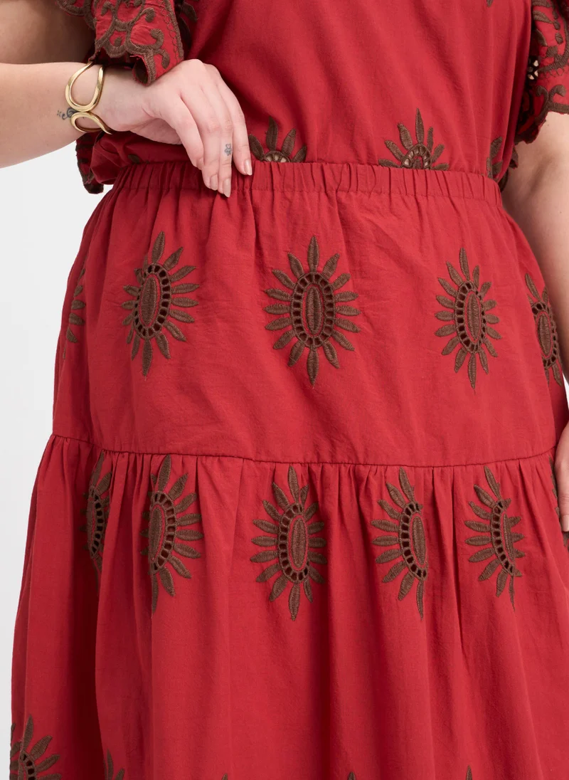 Virgio Cotton Schiffli Brunchwear Maxi Skirts for Women