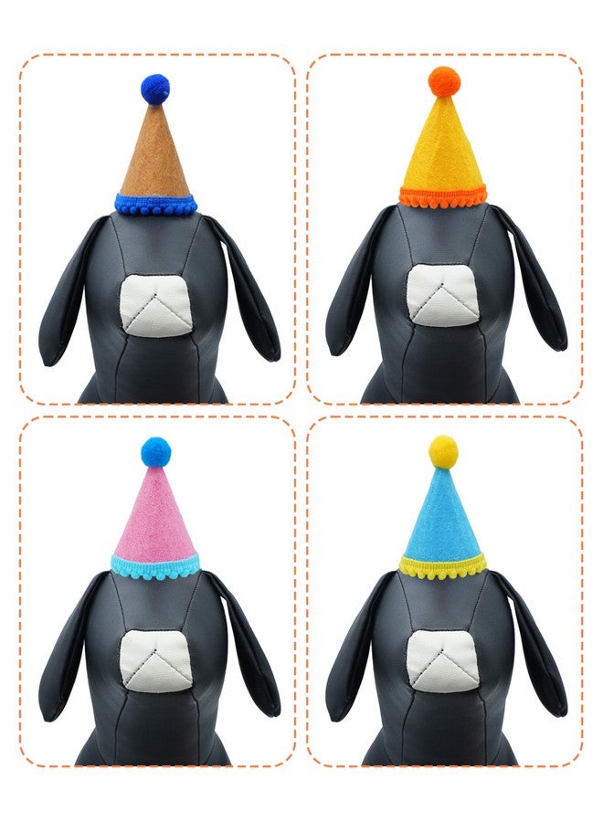 PET SHOW 10 Pack Mini Party Hats for Small Dog Birthday Stuffed Animals Dolls Puppy Cats Adjustable Holiday Hats Felt Pom Pom Headband Kitten Pet Grooming Costume Accessories - Image 4
