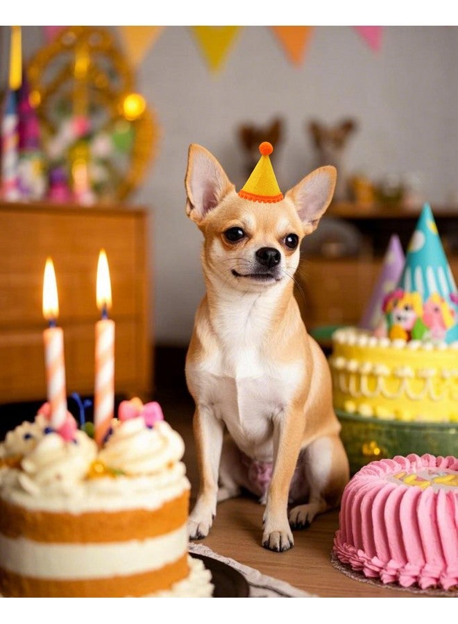 PET SHOW 10 Pack Mini Party Hats for Small Dog Birthday Stuffed Animals Dolls Puppy Cats Adjustable Holiday Hats Felt Pom Pom Headband Kitten Pet Grooming Costume Accessories - Image 5