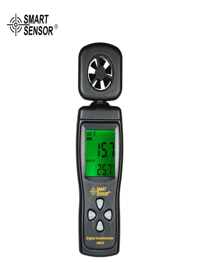 SMART SENSOR Mini Anemometer LCD Digital Wind Speed Meter Air Velocity Temperature Measuring with Backlight - Image 2