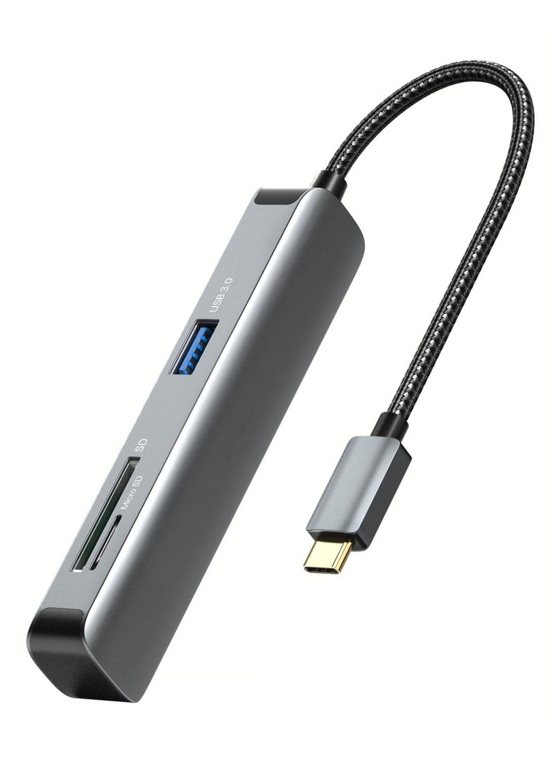 Zikra USB C Hub, 5-in-1 USB C Hub Multiport Adapter with 4K HDMI, 2 USB 3.0, SD/Micro SD Card Reader for MacBook Pro/Air, iPad Pro, Surface Pro, XPS, and More - Image 1