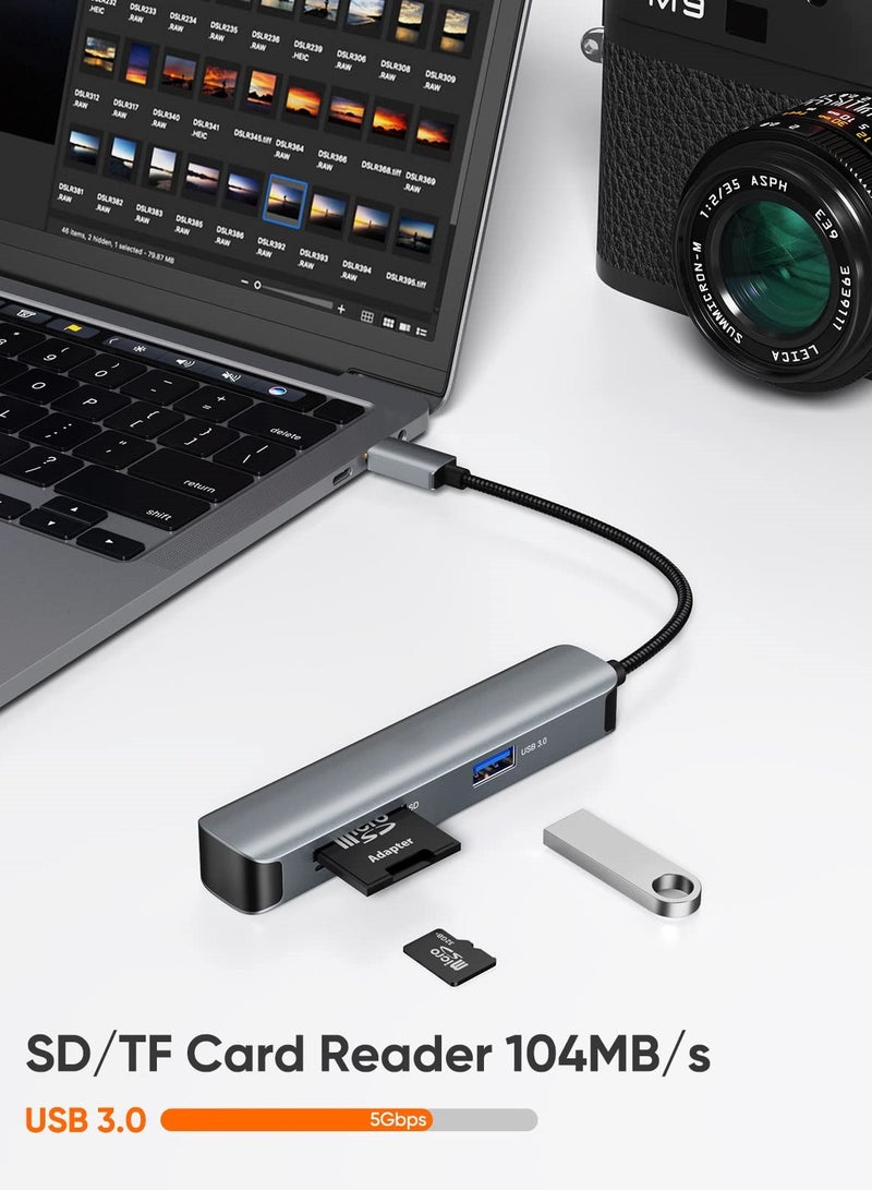 Zikra USB C Hub, 5-in-1 USB C Hub Multiport Adapter with 4K HDMI, 2 USB 3.0, SD/Micro SD Card Reader for MacBook Pro/Air, iPad Pro, Surface Pro, XPS, and More - Image 4