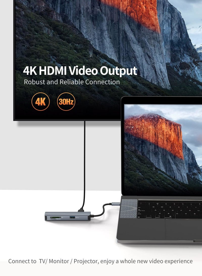 Zikra USB C Hub, 5-in-1 USB C Hub Multiport Adapter with 4K HDMI, 2 USB 3.0, SD/Micro SD Card Reader for MacBook Pro/Air, iPad Pro, Surface Pro, XPS, and More - Image 3