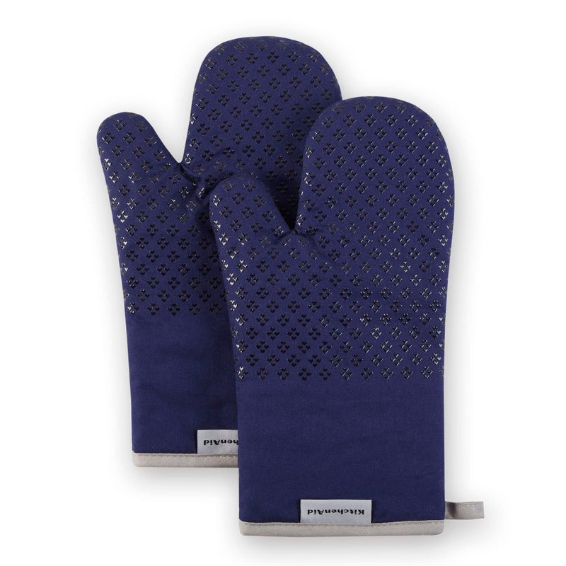 KitchenAid Asteroid Oven Mitt Set  Cobalt Blue 7""x12.5"" - Image 1