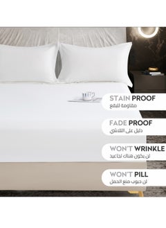 Donetella Bedding Fitted Sheet 3-Pcs King Size Solid Bed Sheet Set Fits(180x200CM) With Pillowcases And 35 CM Extra Deep Brushed Microfiber Bed Sheet,White  - Image 4