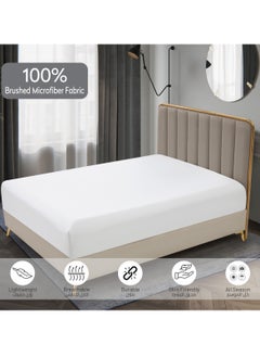 Donetella Bedding Fitted Sheet 3-Pcs King Size Solid Bed Sheet Set Fits(180x200CM) With Pillowcases And 35 CM Extra Deep Brushed Microfiber Bed Sheet,White  - Image 5
