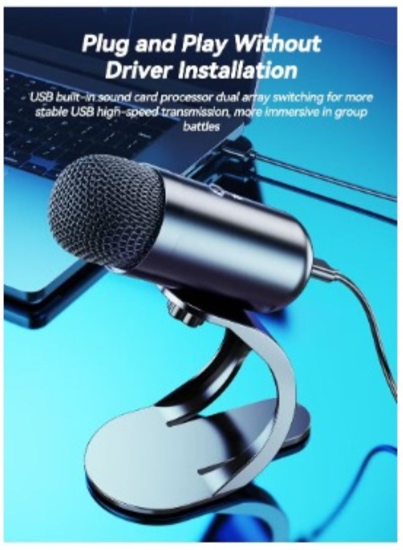 Professional Gaming Computer Microphone, Podcast Mic Desktop with Mute Button for Recording Streaming, Omnidirectional Condenser, Plug&Play Stand with Volume Control for PC, Laptop, Mac, YouTube  - Image 2
