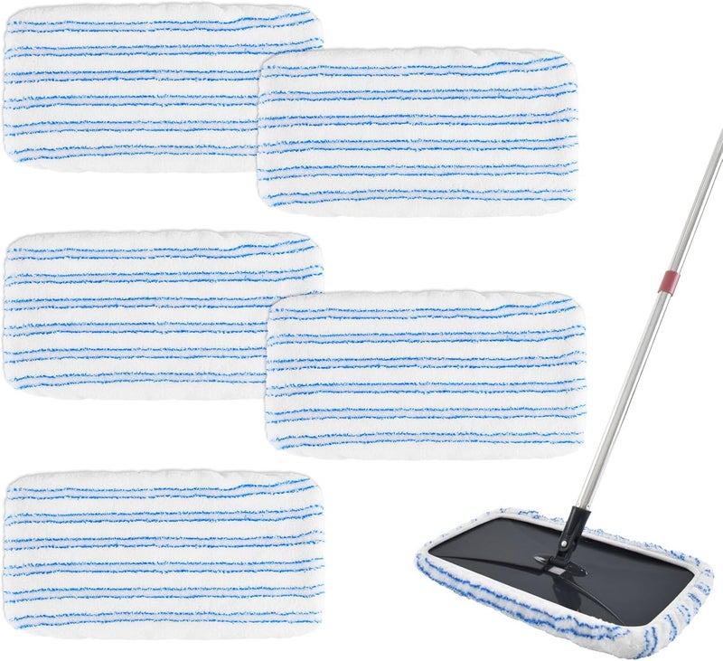 Heuihm 5 Pack Mop Heads Replacements for Ocedar Hardwood Floor 'N More Microfiber Mops,Terry Cloth Mops Refills 15 x 8 Flat Dust Mop Pads for O Cedar mop, Washable & Reusable Mopping Pads - Image 1