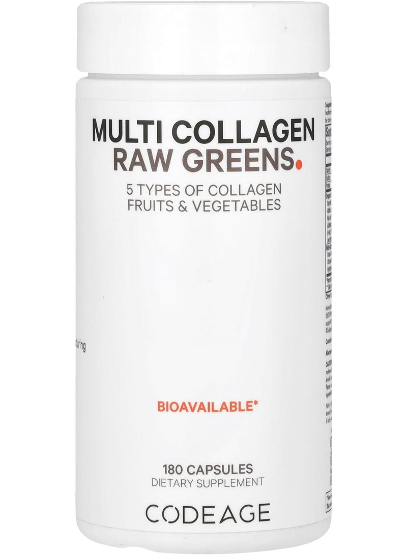 Codeage Multi Collagen Raw Greens, 180 Capsules