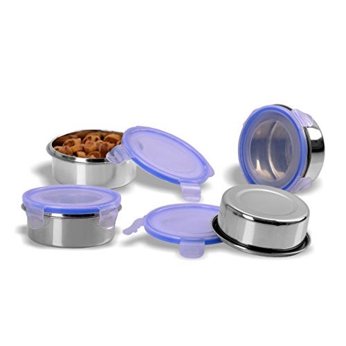Sumeet Stainless Steel Airtight Containers With Leak Proof Lids, Set Of 4, Bpa Free, Odourless, Dishwasher Safe, Ideal For School And Office, 300Ml Capacity Each, Food Grade Silicon Seal, Beige - Image 3