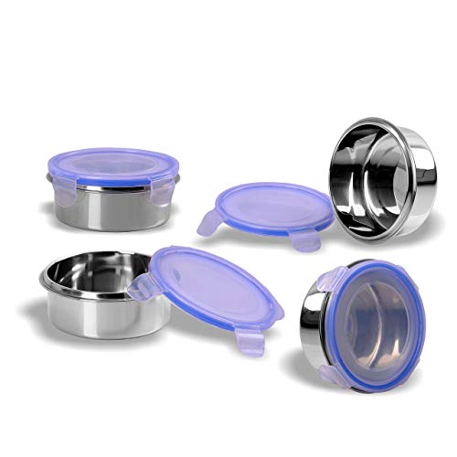 Sumeet Stainless Steel Airtight Containers With Leak Proof Lids, Set Of 4, Bpa Free, Odourless, Dishwasher Safe, Ideal For School And Office, 300Ml Capacity Each, Food Grade Silicon Seal, Beige - Image 1
