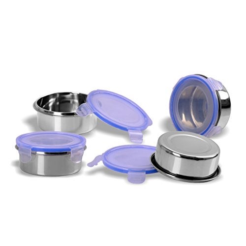 Sumeet Stainless Steel Airtight Containers With Leak Proof Lids, Set Of 4, Bpa Free, Odourless, Dishwasher Safe, Ideal For School And Office, 300Ml Capacity Each, Food Grade Silicon Seal, Beige - Image 2