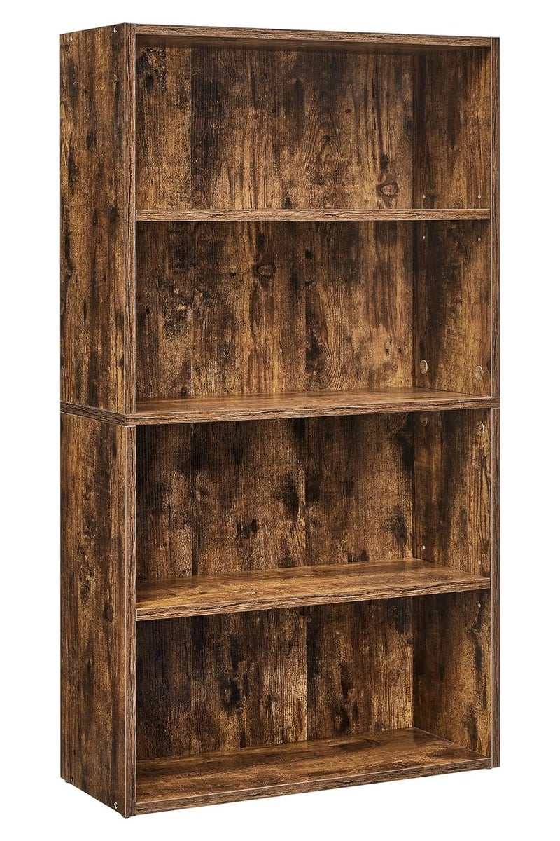 Gogoya Bookshelf,Industrial 4 Shelf Bookcase,Large 42.3 Inch Tall Floor Standing Open Bookshelf for Home Office, Living Room, and Bedroom Storage,Rustic Brown, 4 Tier - Image 1
