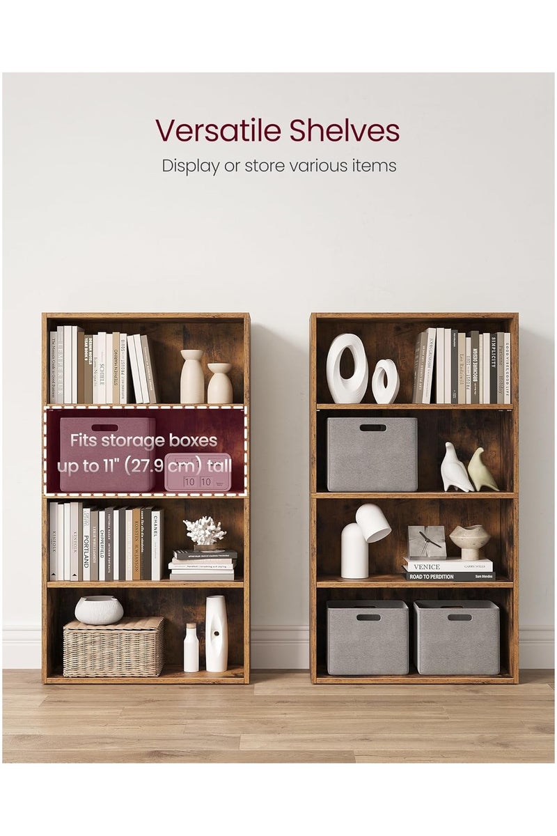 Gogoya Bookshelf,Industrial 4 Shelf Bookcase,Large 42.3 Inch Tall Floor Standing Open Bookshelf for Home Office, Living Room, and Bedroom Storage,Rustic Brown, 4 Tier - Image 5