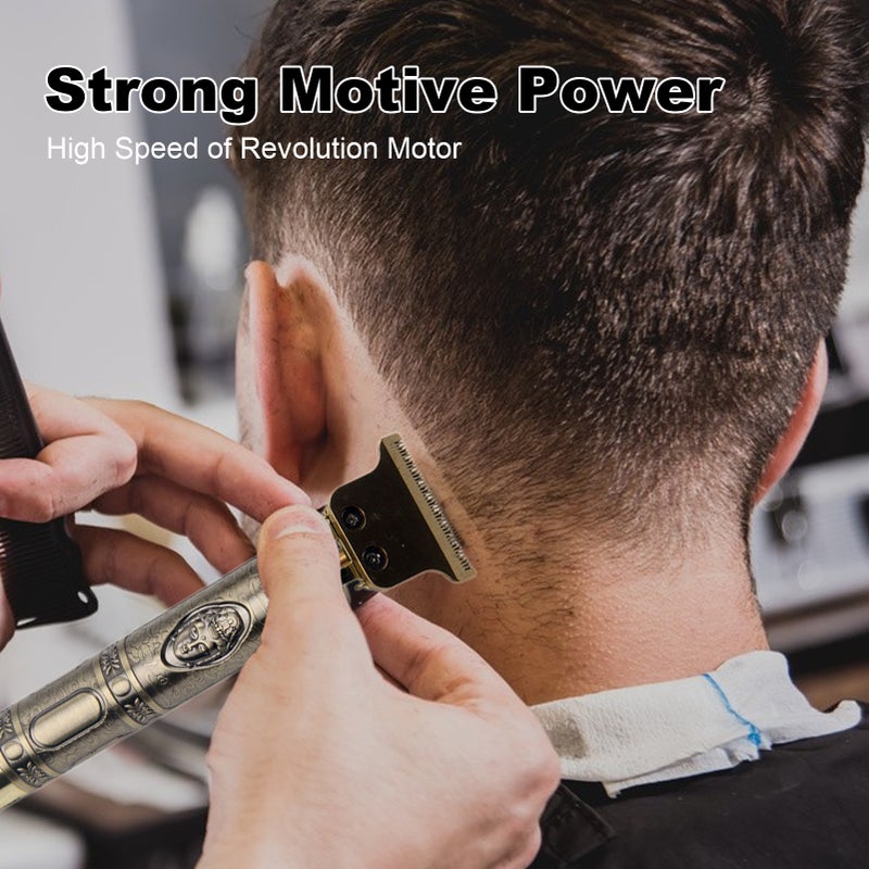 Electric Hair Trimmer Retro Rechargeable Cordless Hair Cutter Home Use Washable Hair Cutting Set with 4 Positioning Combs - Image 5