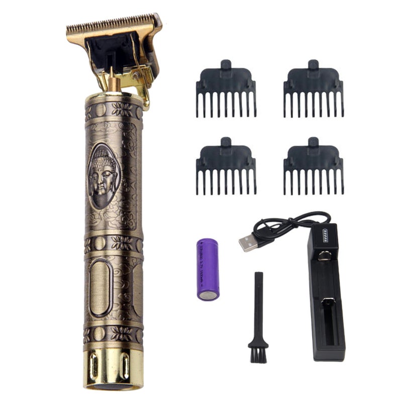 Electric Hair Trimmer Retro Rechargeable Cordless Hair Cutter Home Use Washable Hair Cutting Set with 4 Positioning Combs - Image 1