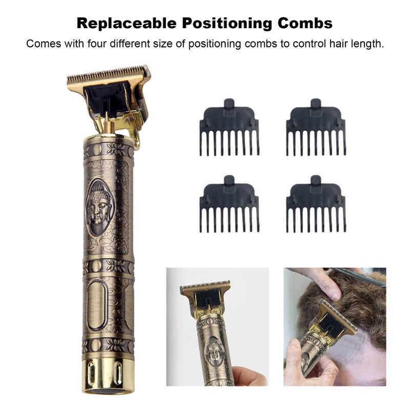 Electric Hair Trimmer Retro Rechargeable Cordless Hair Cutter Home Use Washable Hair Cutting Set with 4 Positioning Combs - Image 3