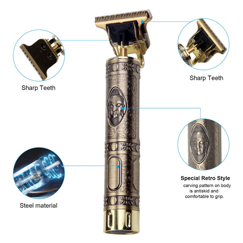 Electric Hair Trimmer Retro Rechargeable Cordless Hair Cutter Home Use Washable Hair Cutting Set with 4 Positioning Combs - Image 2