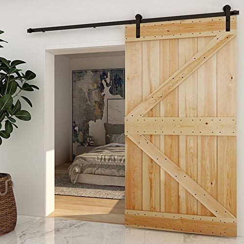 CCJH 7FT Heavy Duty Sturdy Sliding Barn Door Hardware Kit -Smoothly and Quietly -Easy to Install Fit 42" Wide Door Panel (I Shape Roller) - Image 4