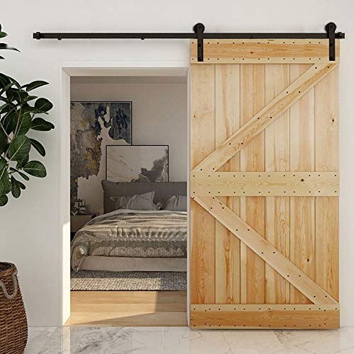 CCJH 7FT Heavy Duty Sturdy Sliding Barn Door Hardware Kit -Smoothly and Quietly -Easy to Install Fit 42" Wide Door Panel (I Shape Roller) - Image 3